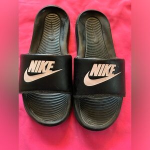Nike black with soft pink slides
